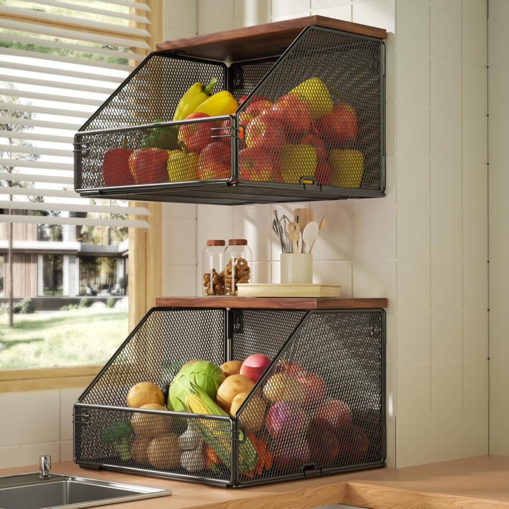 Stackable Fruit Basket for Kitchen Countertop Space Saving