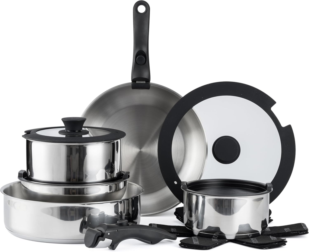 Country Kitchen Cookware Set with Removable Handle