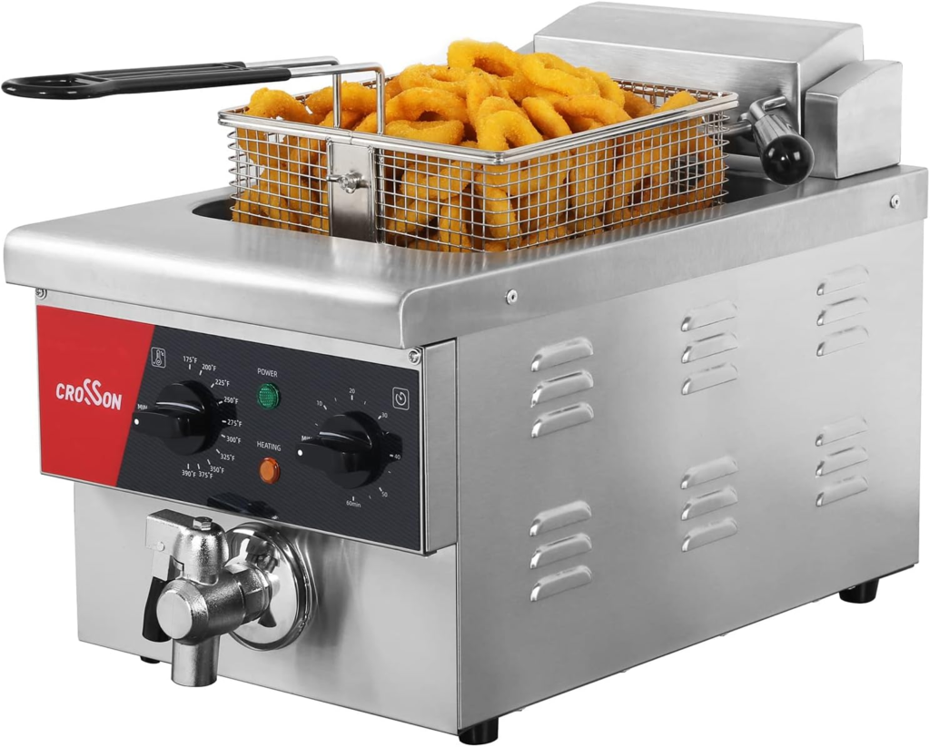 CROSSON 6L Electric Countertop Deep Fryer Extra Large with Drain