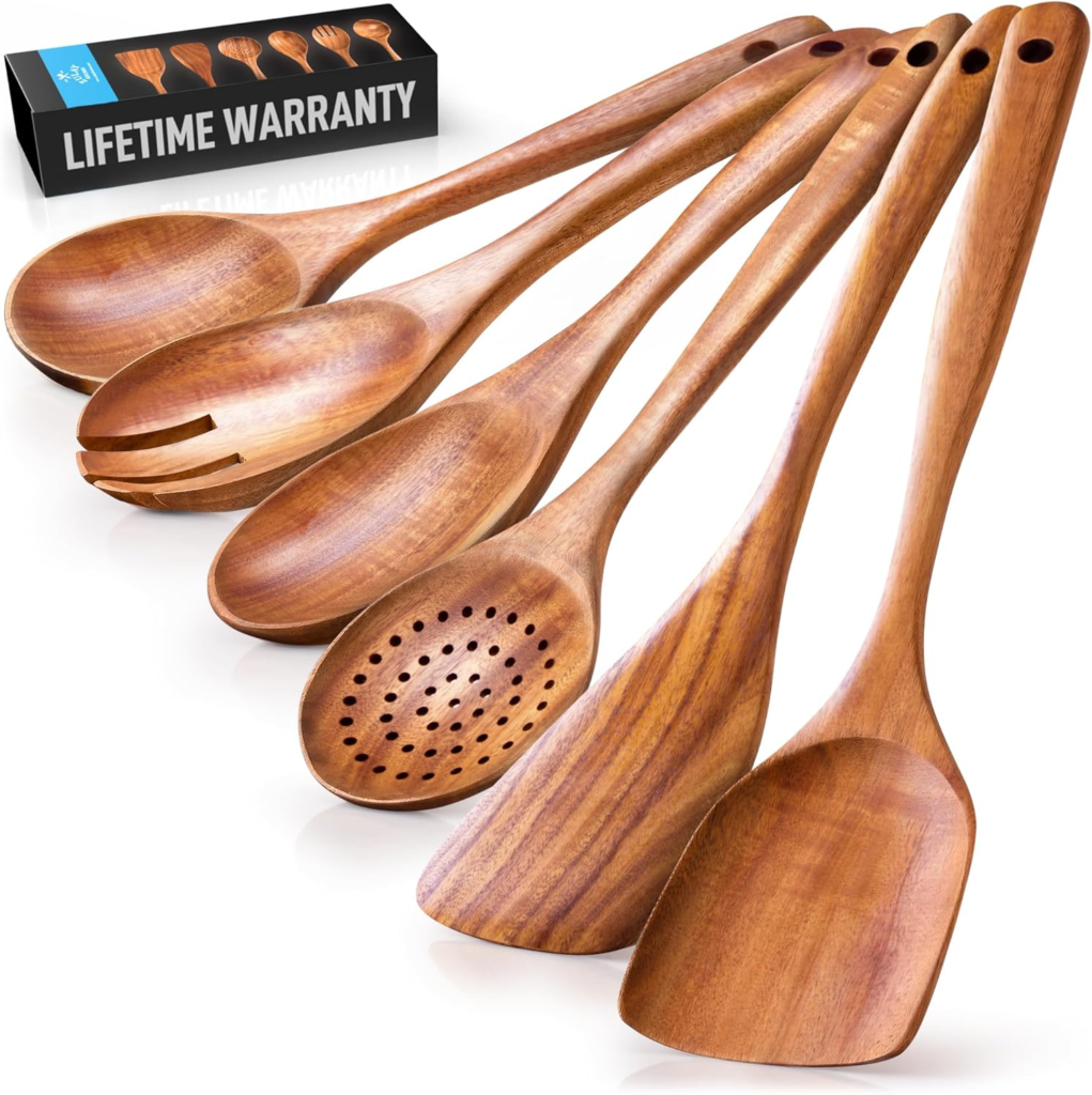 Zulay Kitchen 6-Piece Wooden Spoons for Cooking