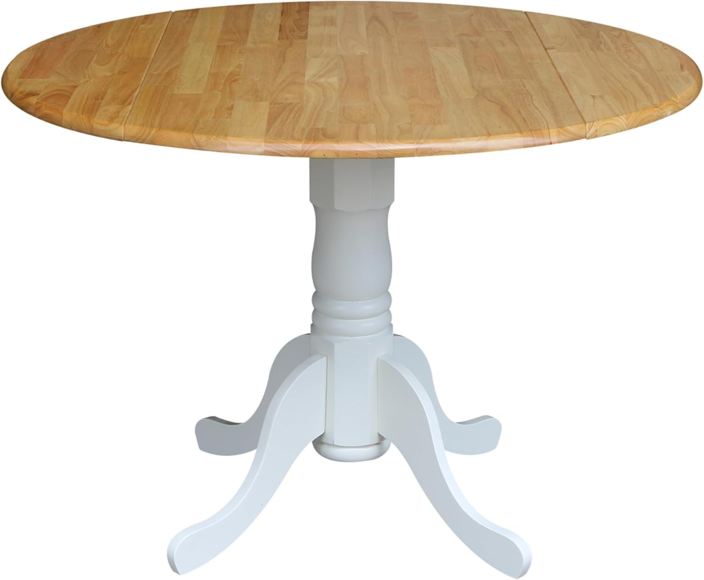 42" Round Dual Drop Leaf Pedestal Dining Table